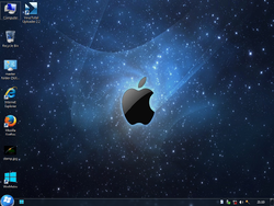 The desktop of Windows 7 Apple Logo