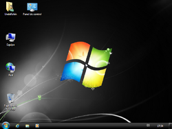 The desktop of Windows 7 Starter SP1 IE10 Lite Black Spanish