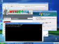 A screenshot of the Windows XP Zver CD desktop with Internet Explorer, Command Prompt and About Windows being open.