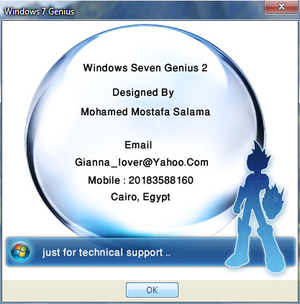 XP Genius Edition 2010 SupportInformation.png