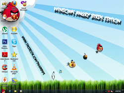 The desktop of Windows 7 Angry Birds Edition