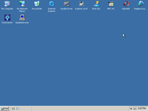 Gena XP Live CD Lite ReactOS Explroer Empty Desktop.png