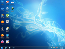 The desktop of Windows 7 Aero Blue Lite Edition