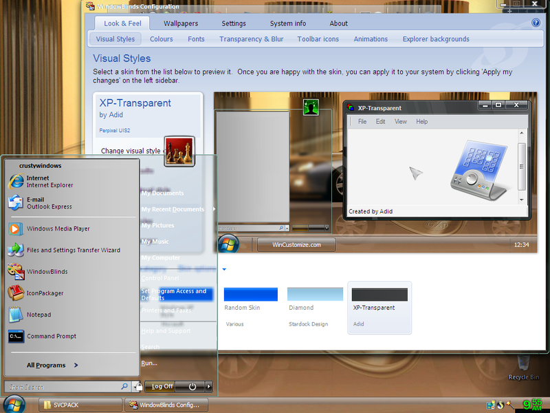 File:XP Pro SP3 Gold Cobra Edition XP-Transparent WindowBlinds skin.png