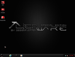 The desktop of Windows 7 Alienware on first boot