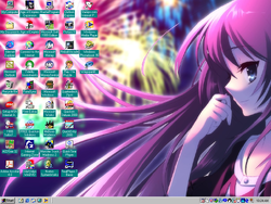 The desktop of Windows 98 Anime Edition