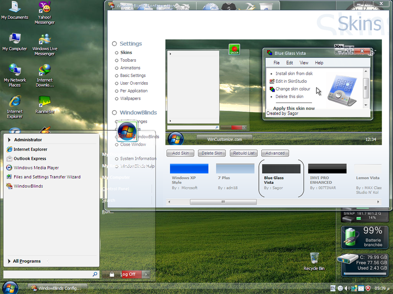 File:XP Ramez XP v1.5 Blue Glass Vista WindowBlinds skin.png