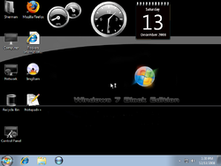 The desktop of Windows 7 Black Edition 2009 R1 on first boot