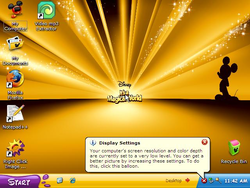 The desktop of Windows XP Disneyland 2010