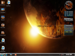 The desktop of Windows 7 Fire Edition 2011