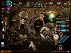 The desktop of Windows 10 Steampunk