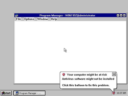 The desktop of a fresh install of Windows 1992