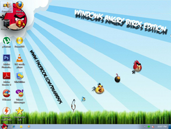 The desktop of Windows 7 Angry Birds Edition