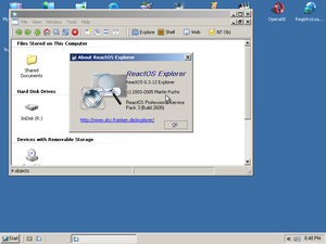 Gena XP Live CD Lite ReactOS About Explorer.png