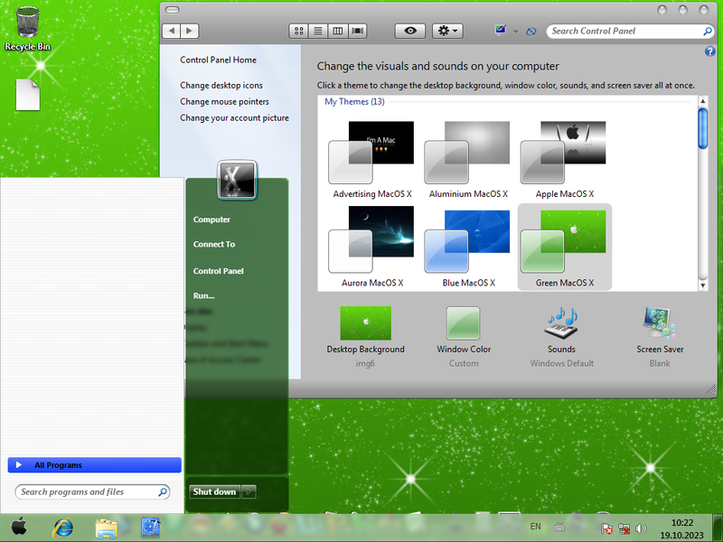 File:W7 SP1 Mac Style Green MacOS X theme.png